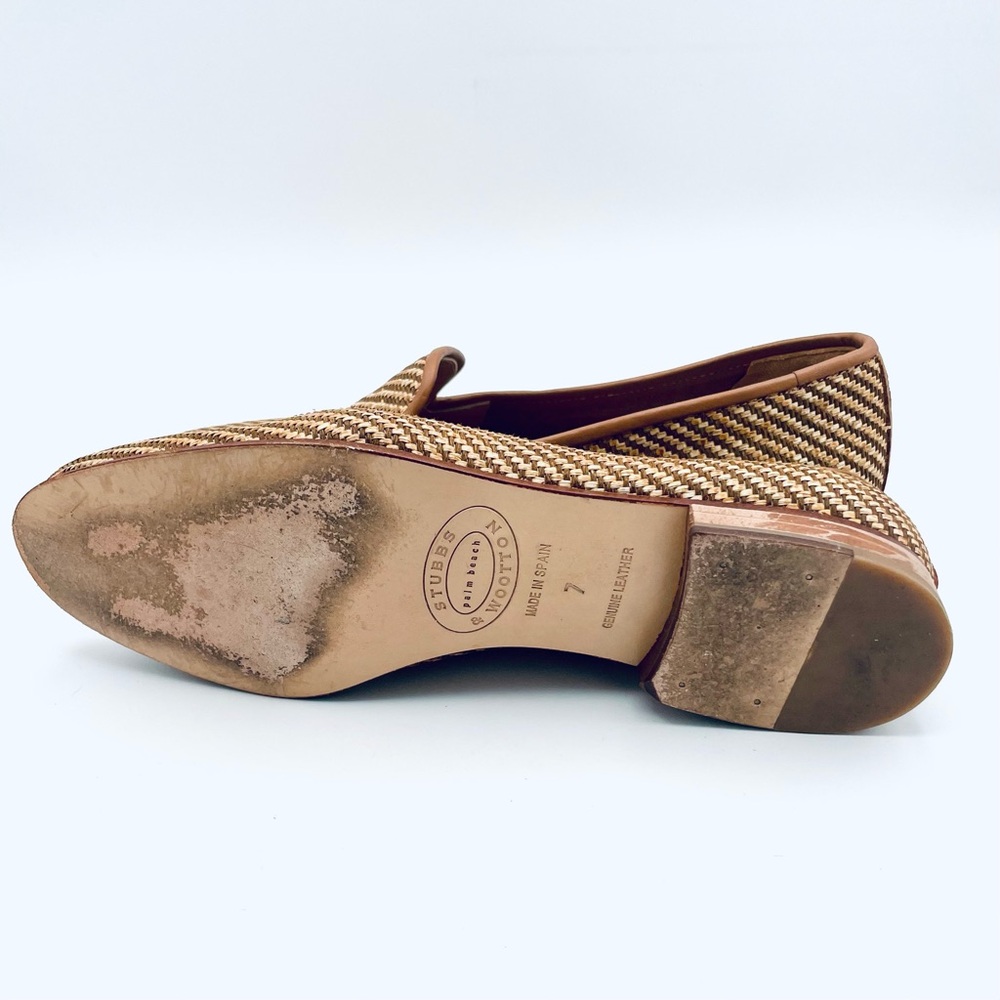Women’s Stubbs & Wootton Tan Woven Raffia Loafers - Picture 7 of 8